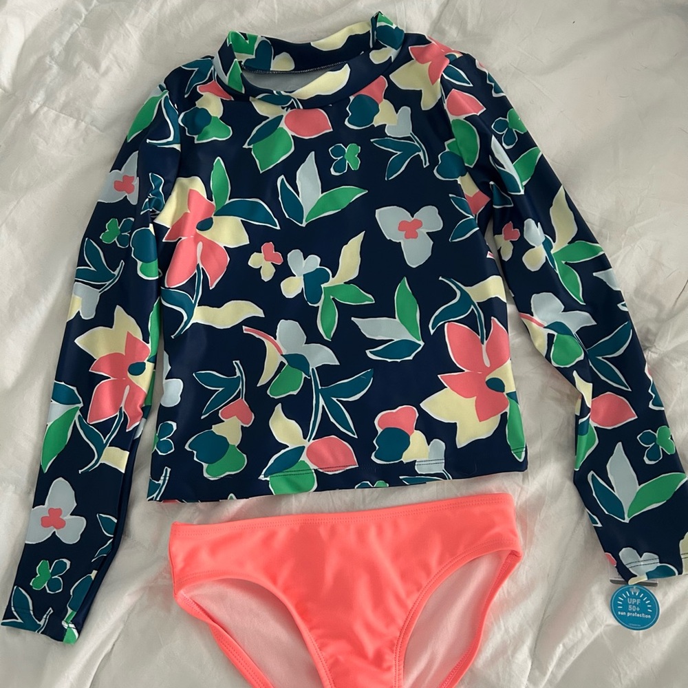 Carter's Floral Rashguard Set - Navy and Pink